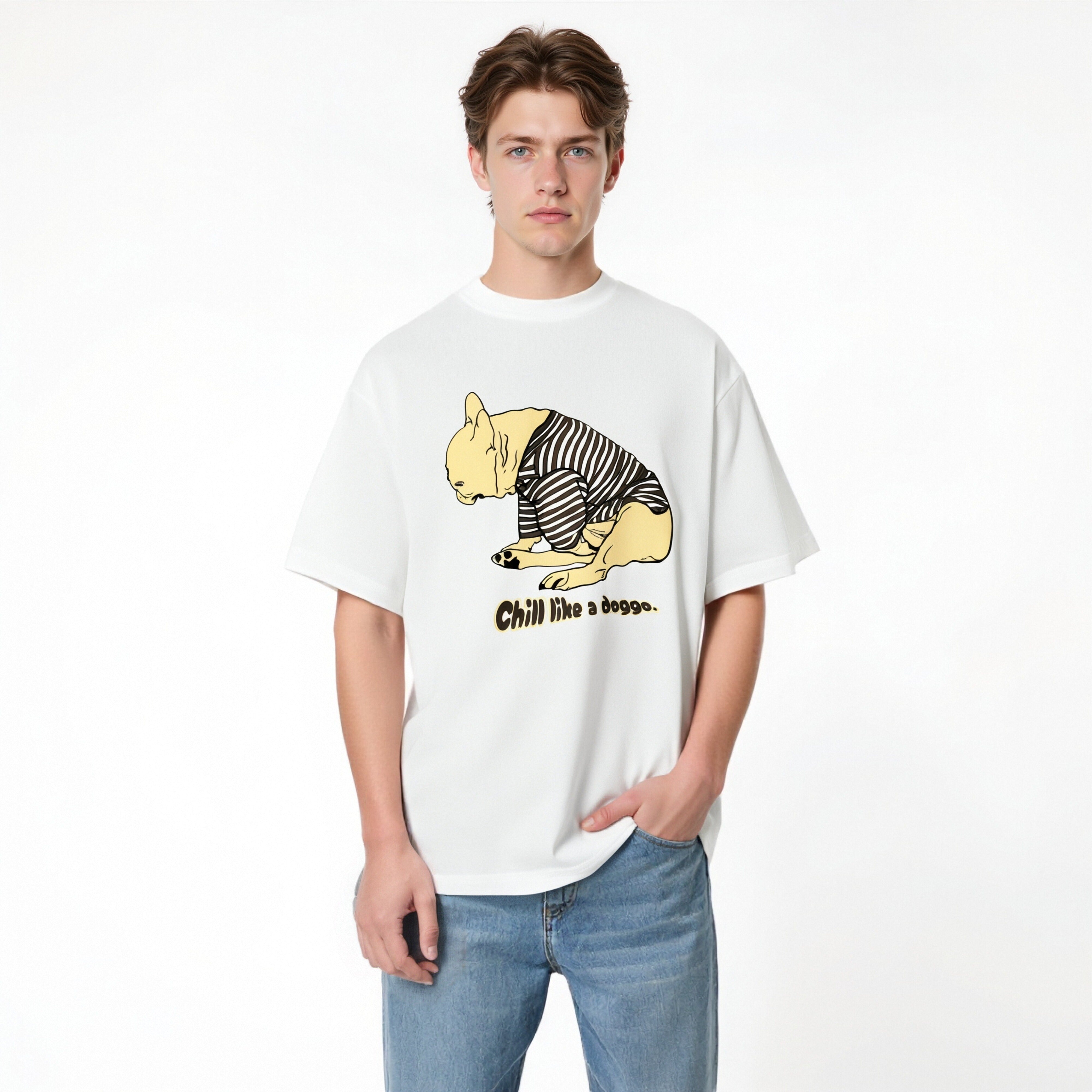 Chill like a doggo frienchie organic cotton T-shirt