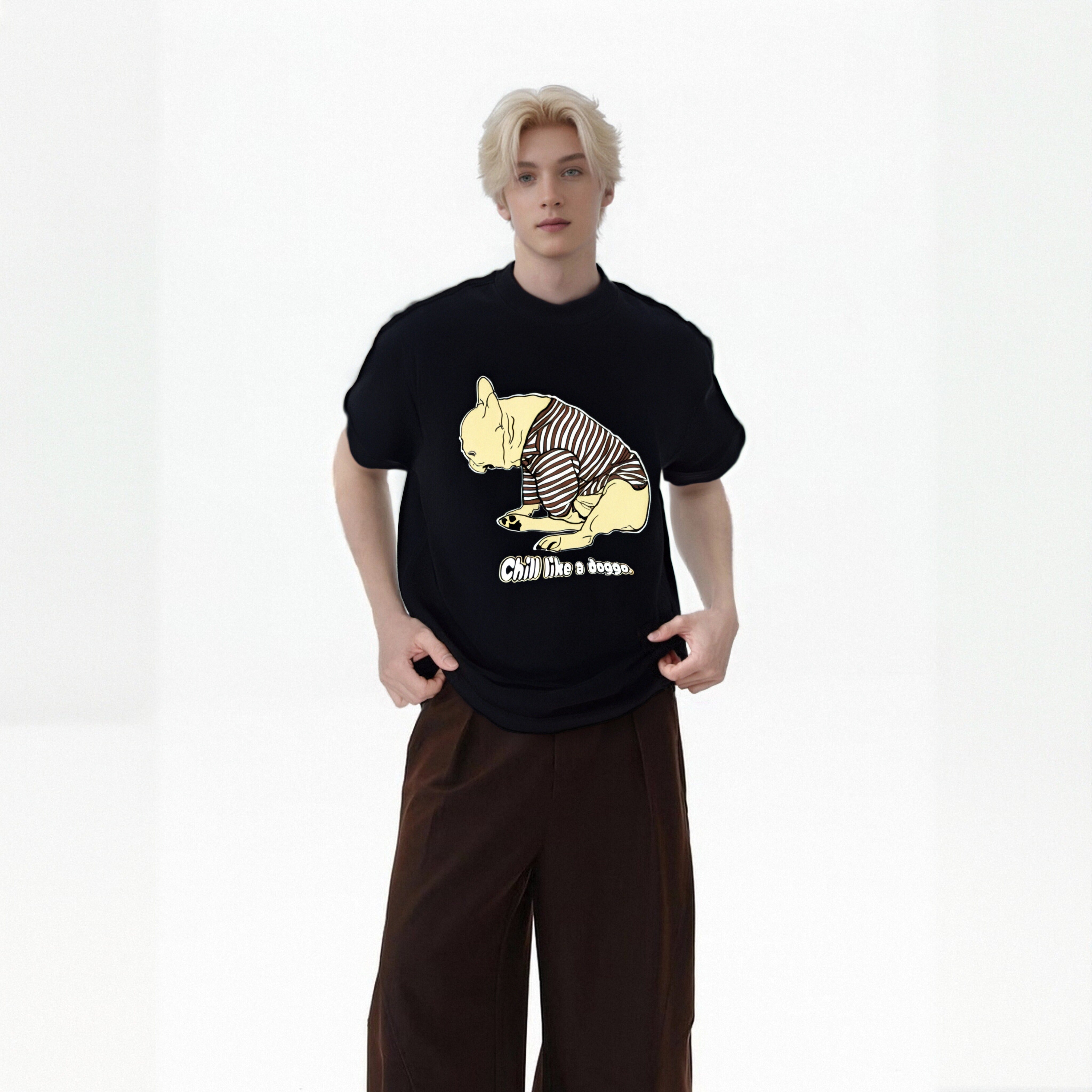 Chill like a doggo frienchie organic cotton T-shirt