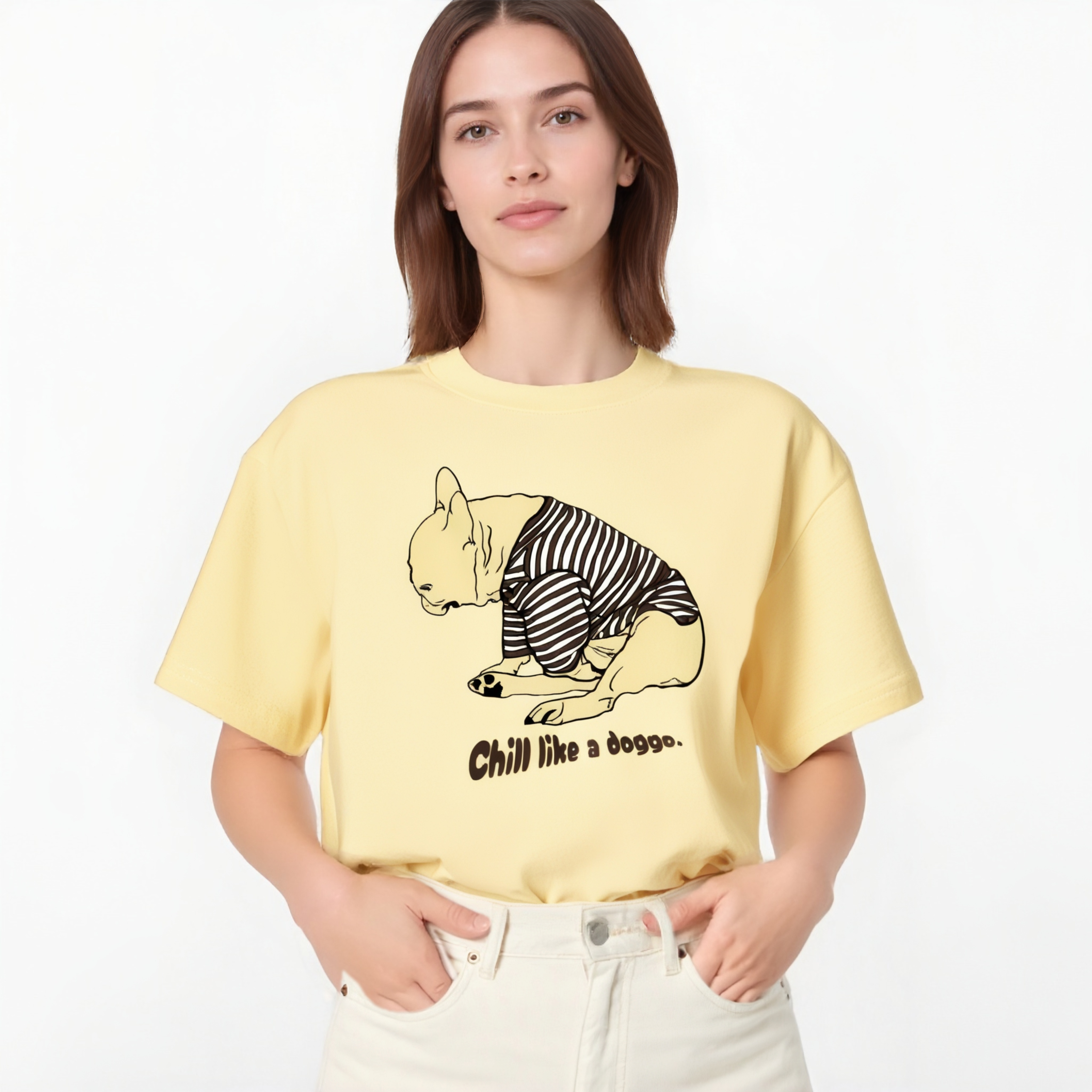 Chill like a doggo frienchie organic cotton T-shirt