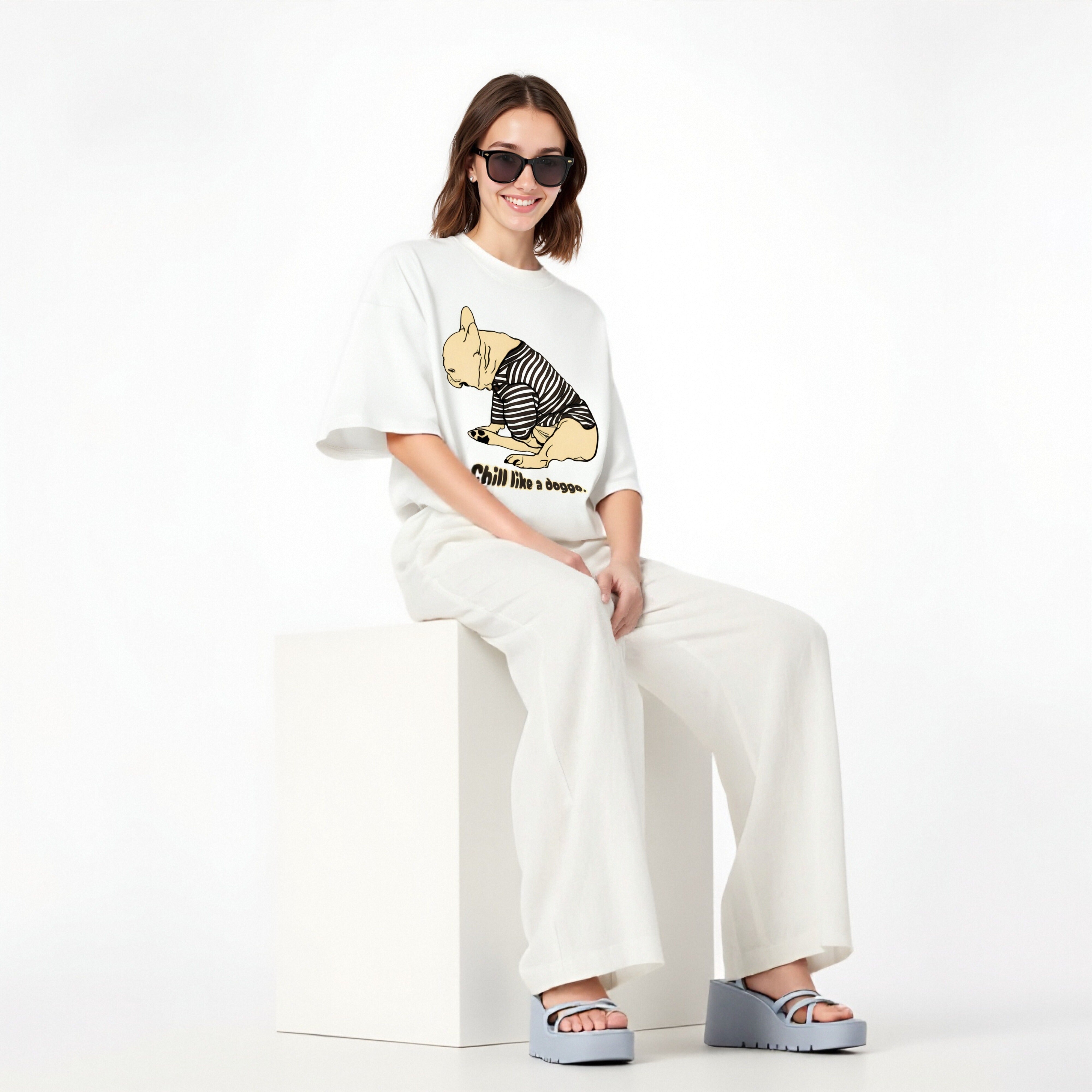 Chill like a doggo frienchie organic cotton T-shirt